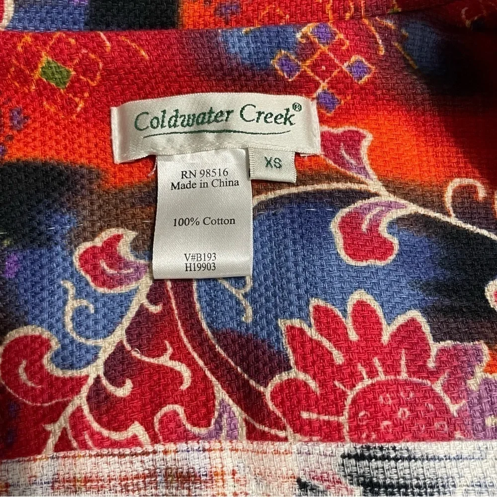 Coldwater Creek XS Southwestern Aztec Floral Zip Jacket Boho Western